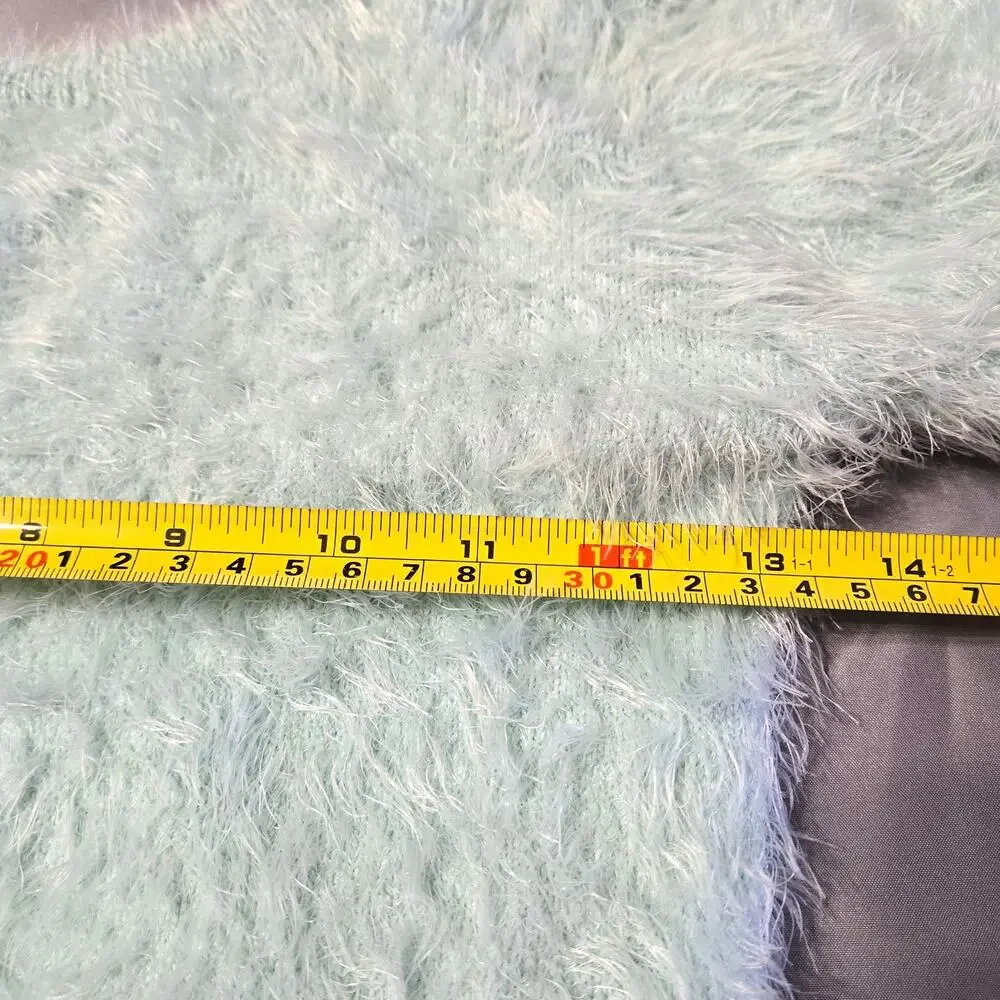 Almost Famous Sz Medium Mint Green Fuzzy Long Sleeve Sweater - Picture 6 of 8